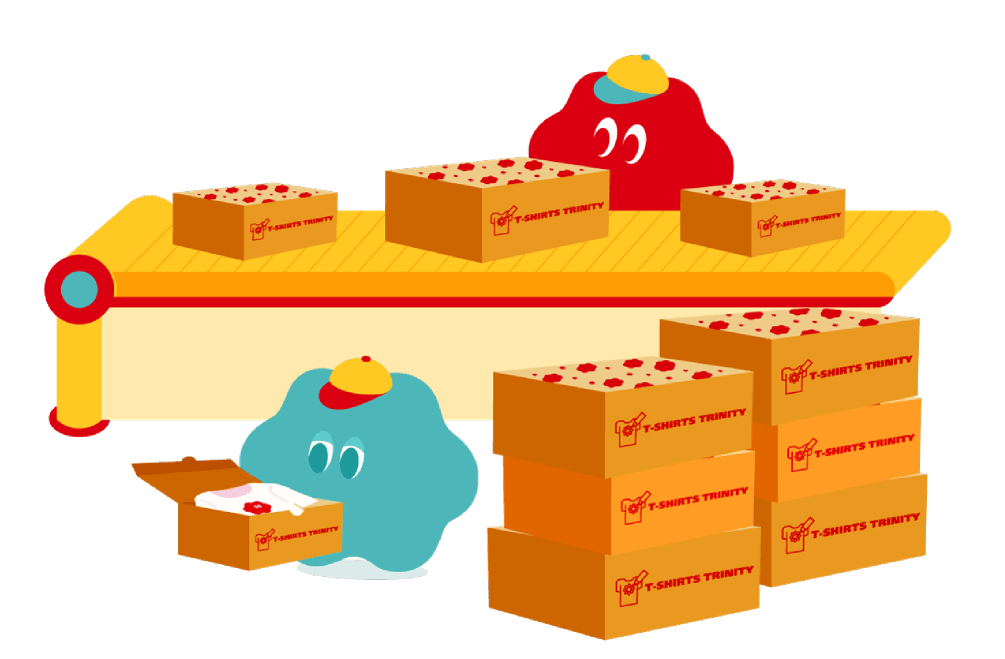 Tシャツトリニティの商品はすべて自社工場で製作・検品・梱包しています。